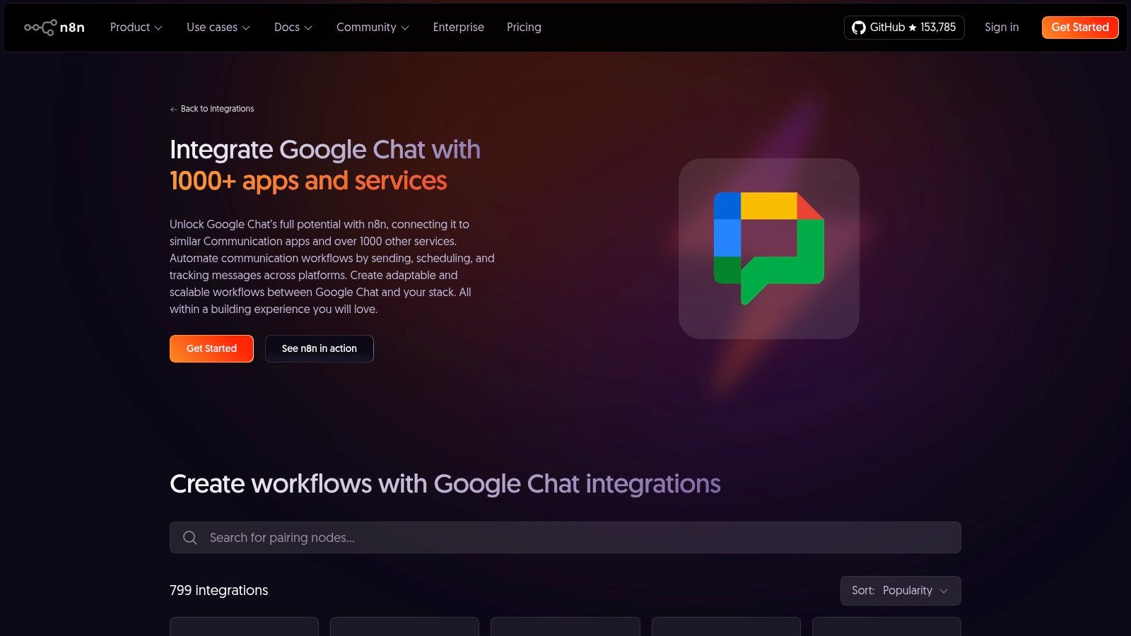 n8n – Google Chat Integration (Open‑Source/Cloud)