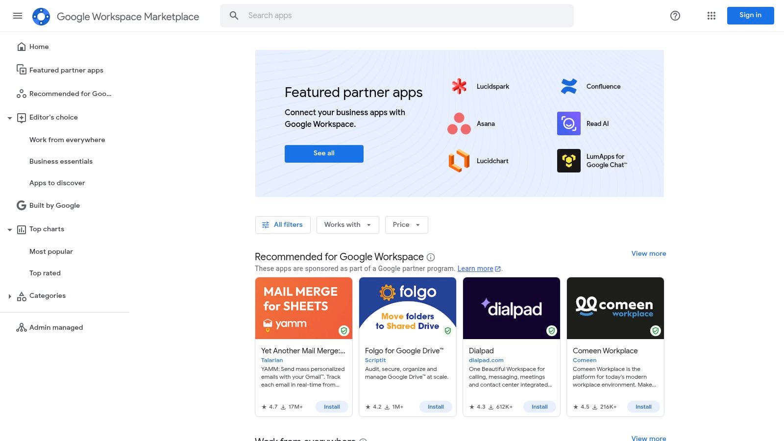Google Workspace Marketplace (Works with Google Chat)