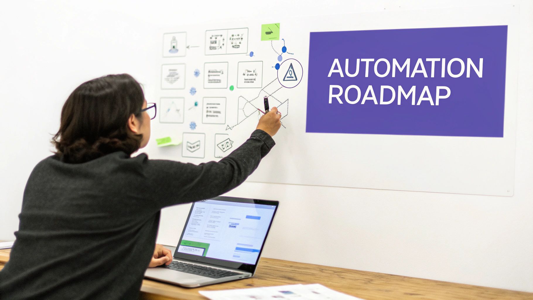 Person planning at a whiteboard