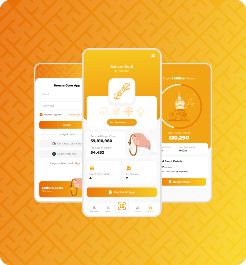 Guru App mobile interface preview highlighting features and design