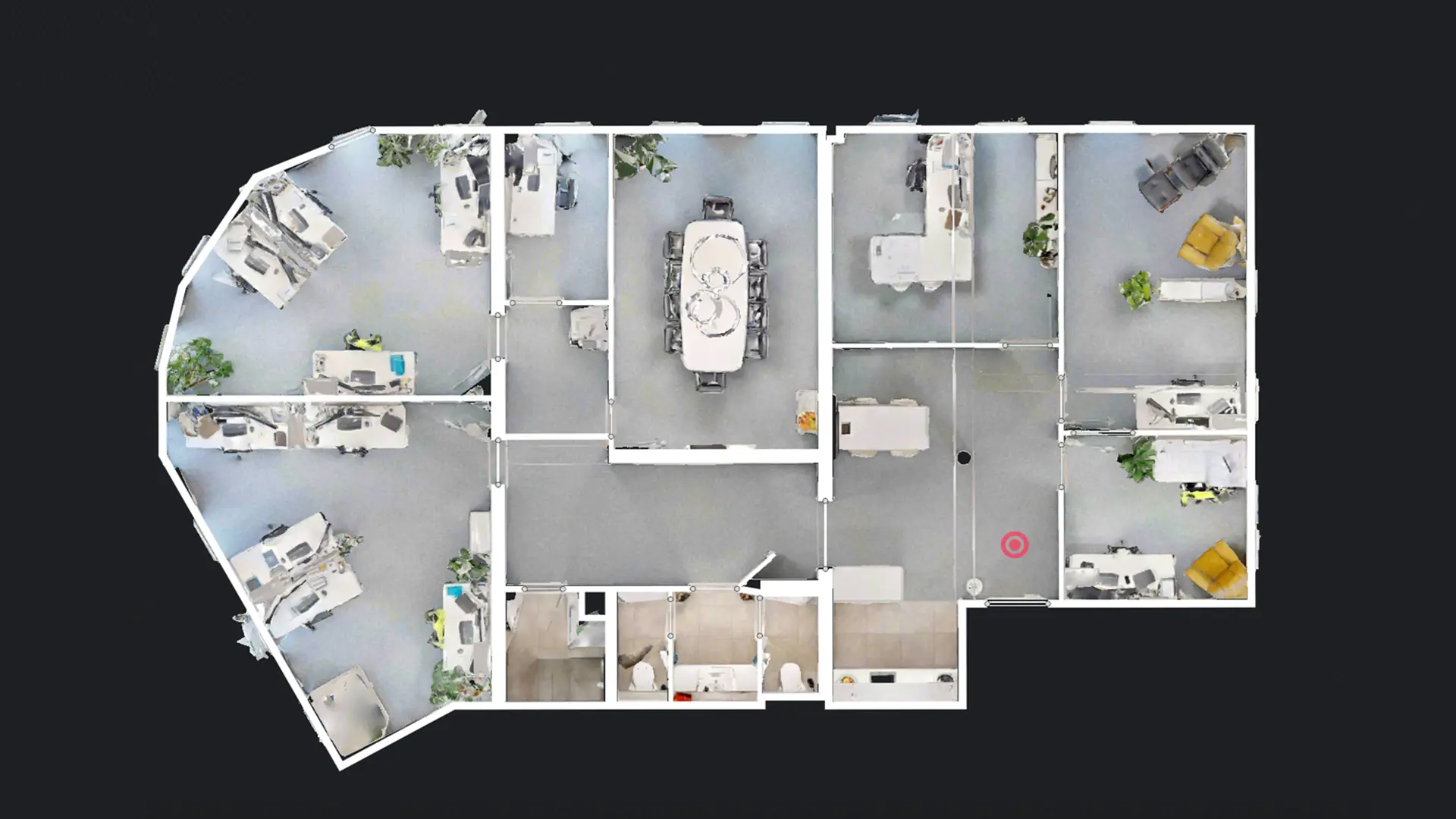 Screenshot aus der 3D Software zeigt den gescannten Raumplan von oben.