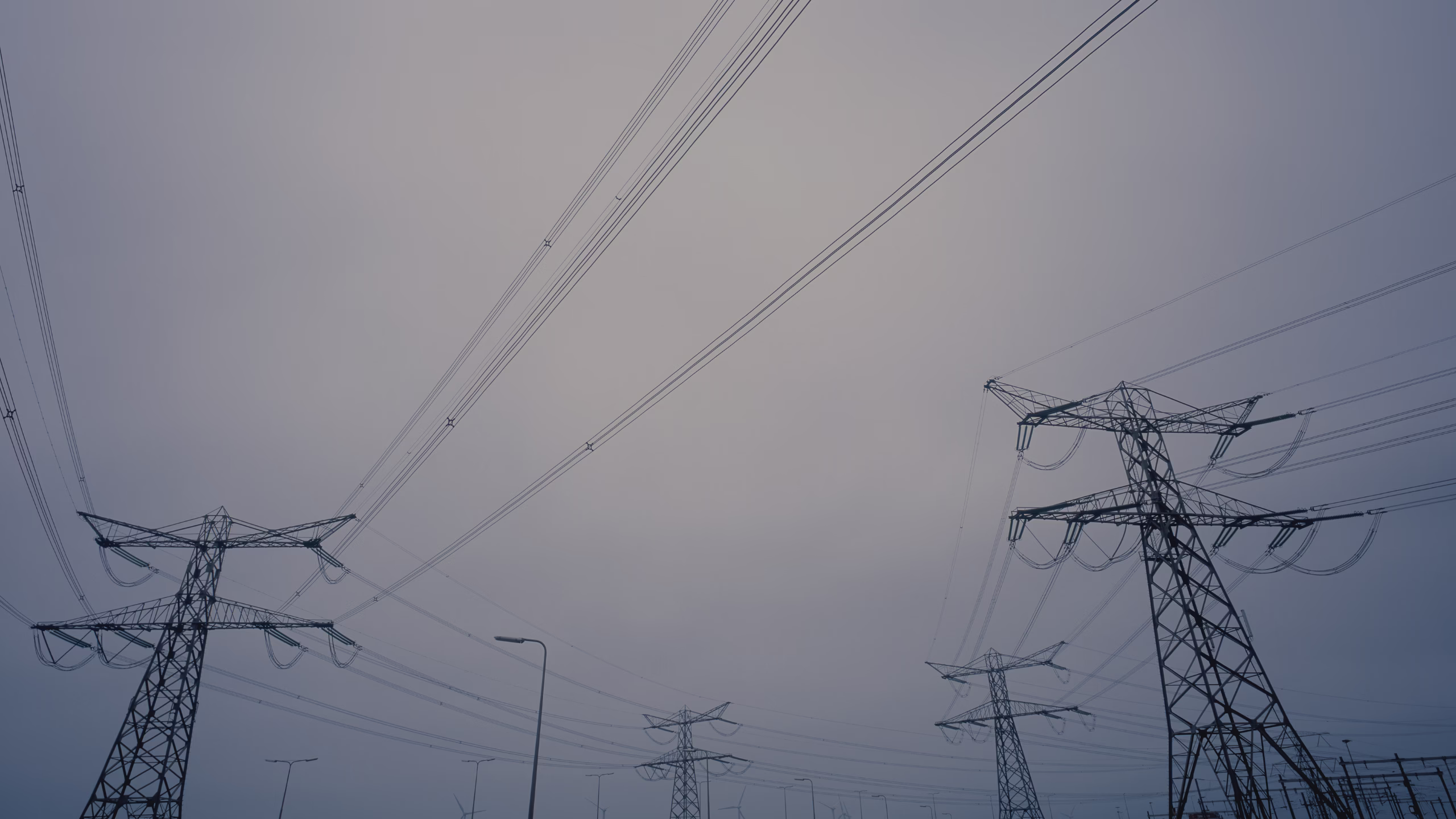 Power lines on a blue sky