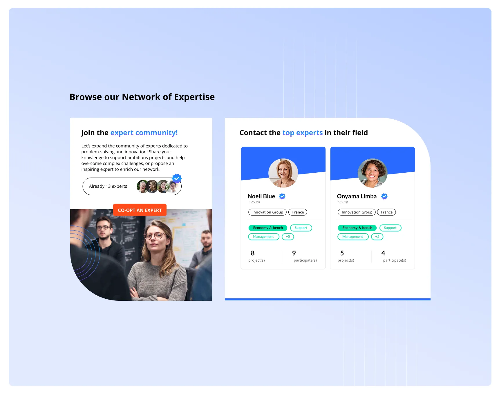 Network of Champions: Connect experts, mentor talent, and manage skills effectively.