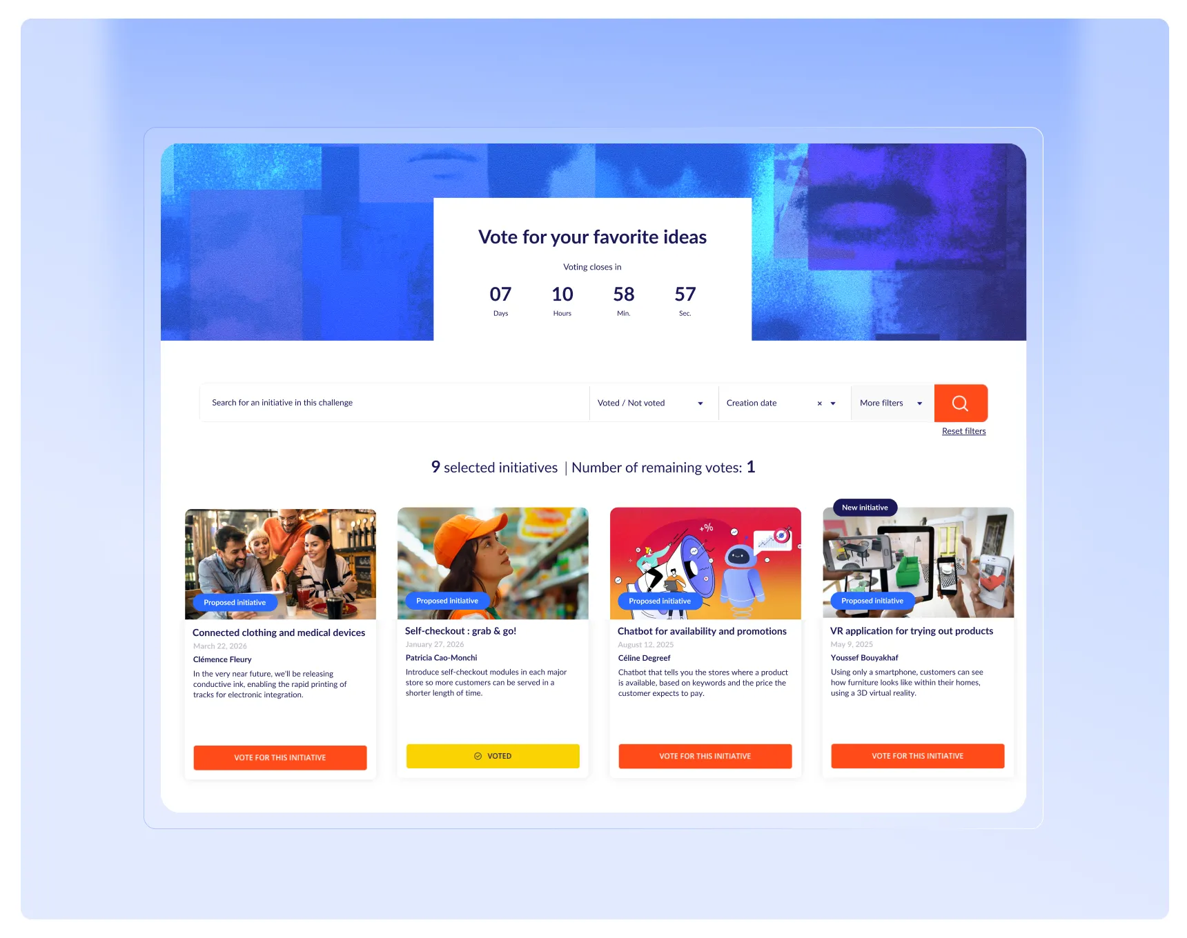Community Vote: Crowd-powered selection of high-impact innovation initiatives.