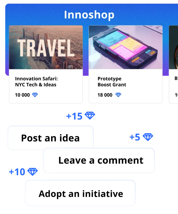Innoshop: SaaS innovation store to convert earned tokens into rewards.