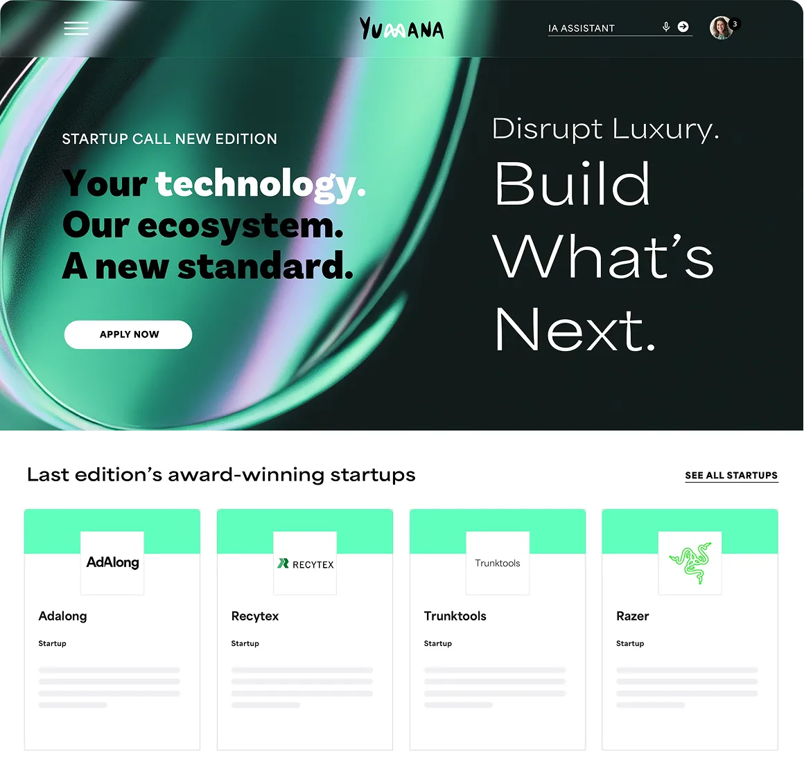 Yumana open innovation challenge inviting startups to join a corporate ecosystem and build next-generation solutions.