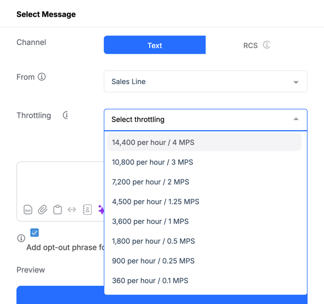 Broadcast throttling options sorted fastest first