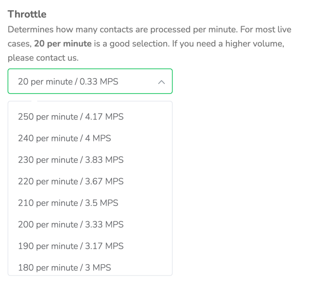 Sequence throttle options sorted fastest first