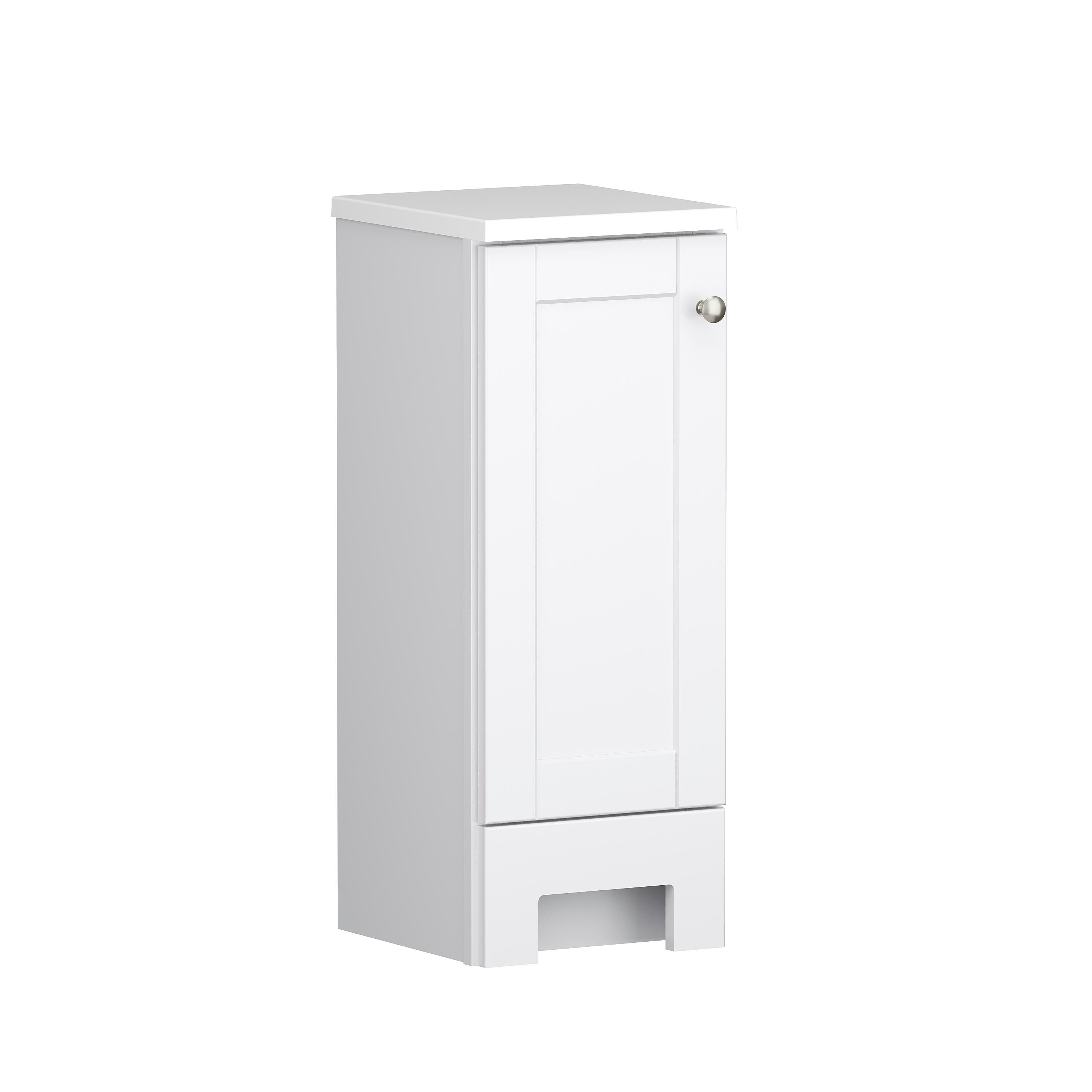 Euro 12" True White Vanity Side Cabinet with Top