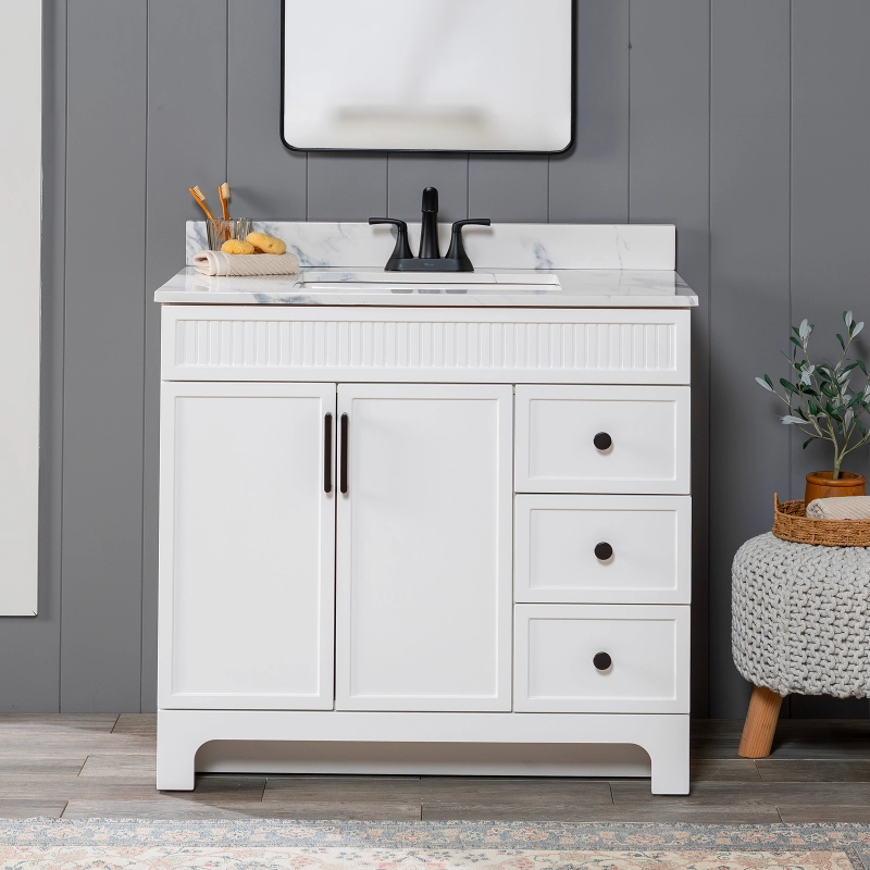 Leo 36" True White Vanity without Top