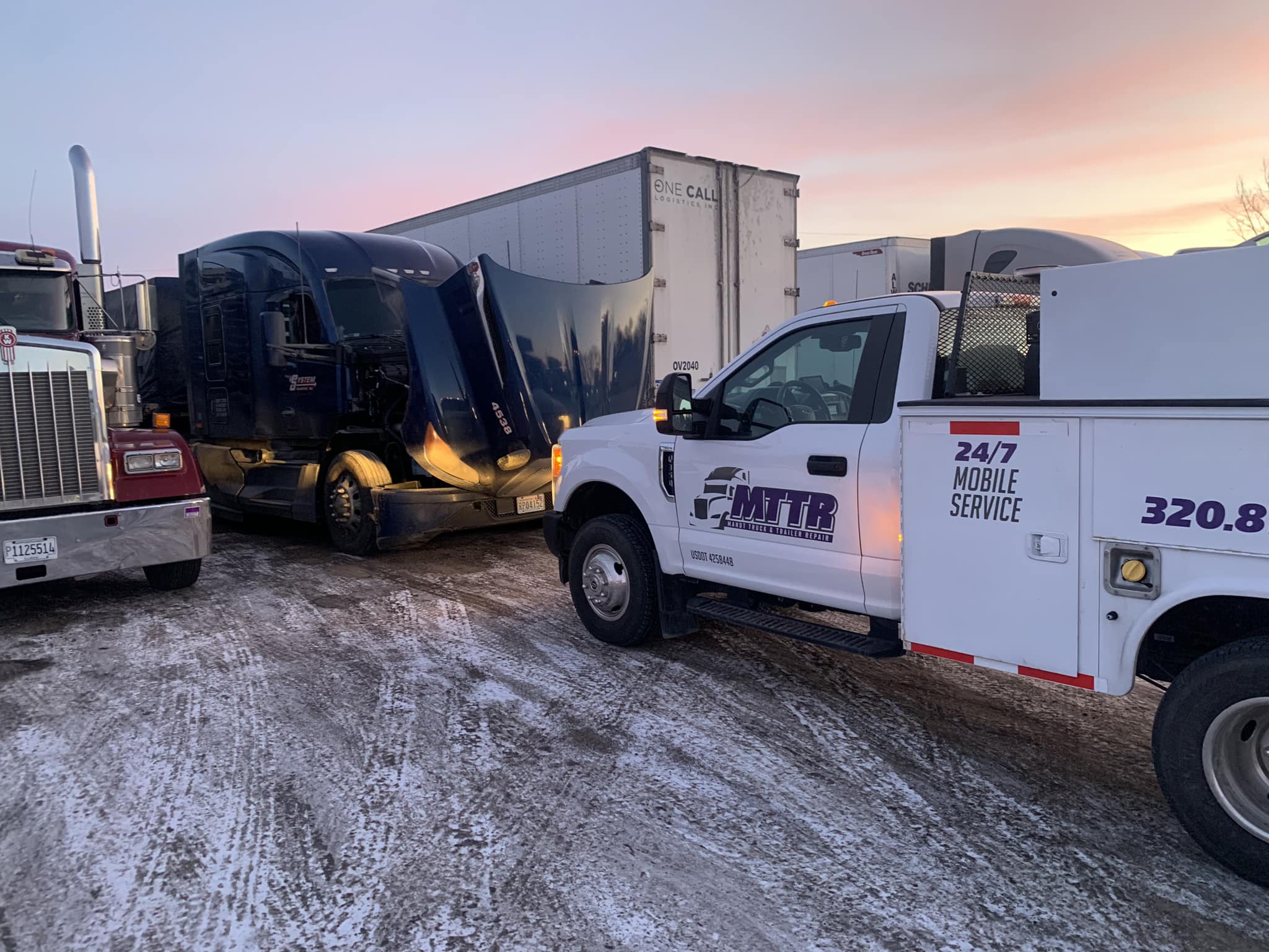 Truck helping semis
