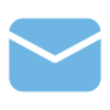 Minimalist blue email envelope icon with rounded corners on a clean white background.