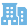 Simple blue phone handset icon with smooth edges on a light gray square background.