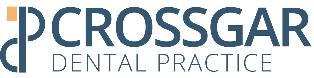 Crossgar Dental Practice logo in blue and orange colors