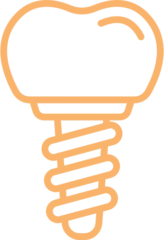 Orange dental implant icon with screw-like design