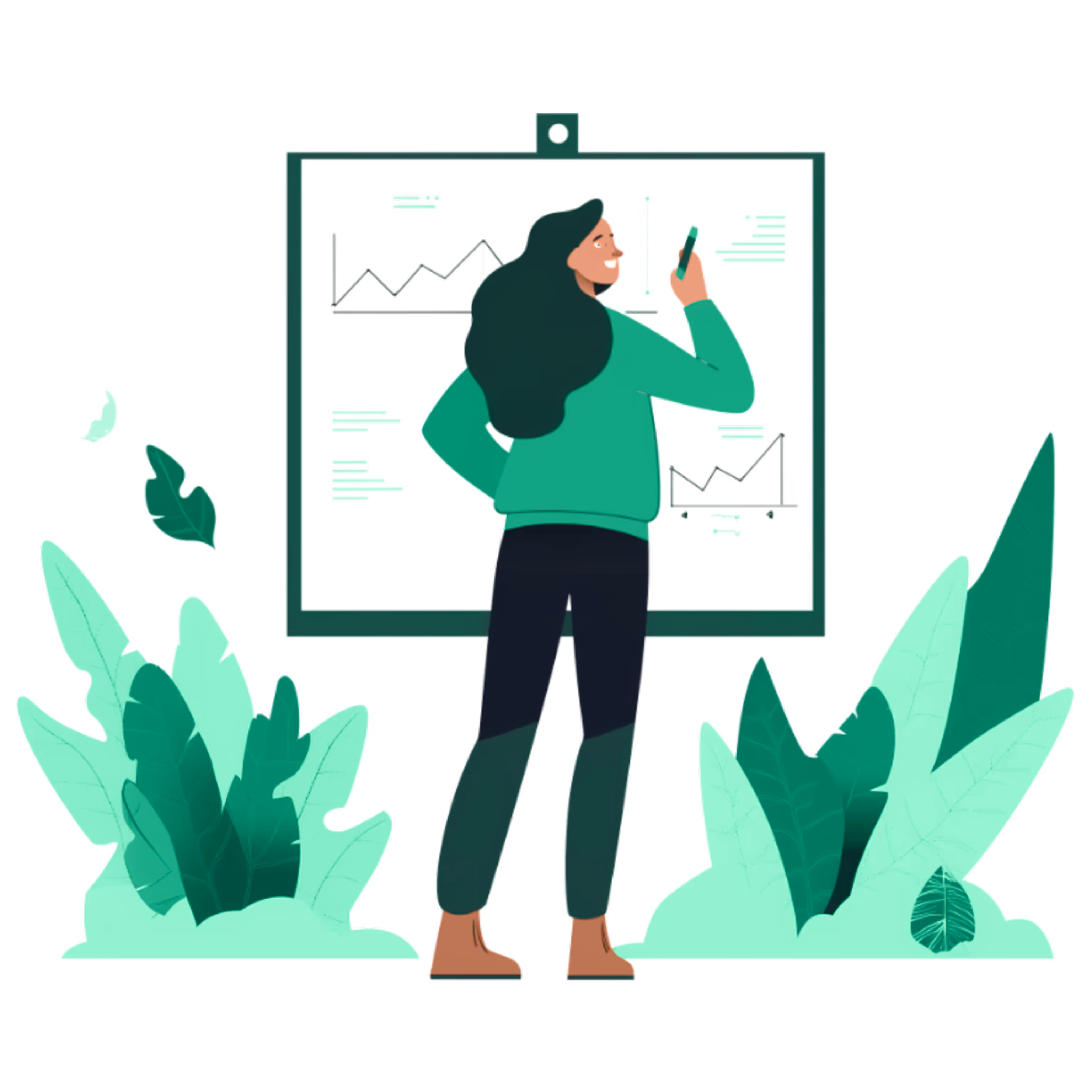 Woman drawing in the drawing board