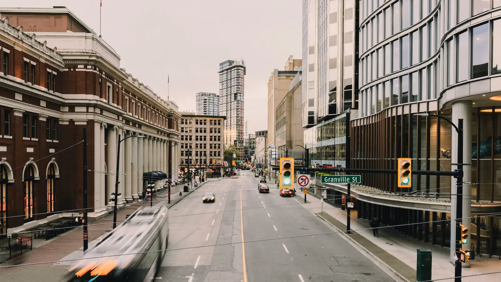 Downtown city street representing a professional business address location