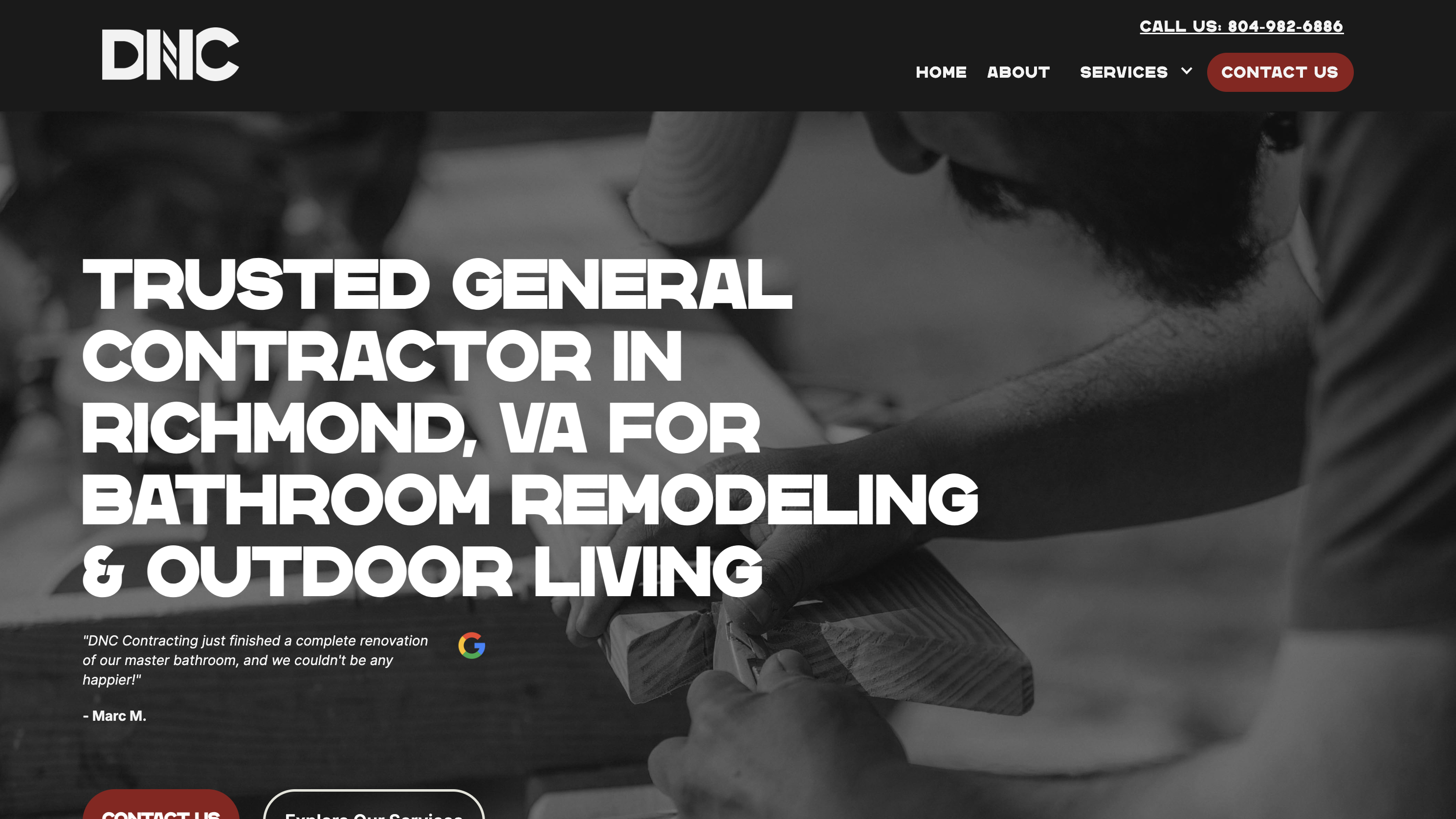 Brand website page in a mockup style.