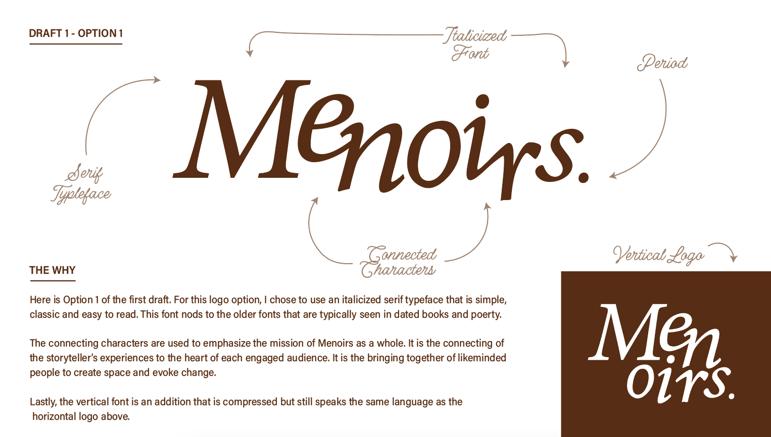 Brand website page in a mockup style.