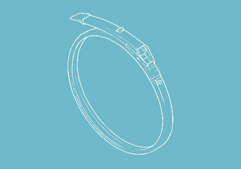 White line drawing of a SnapLock duct clamp ring
