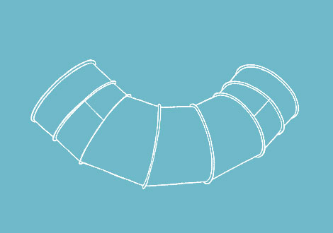 White line drawing of a elbow ducting