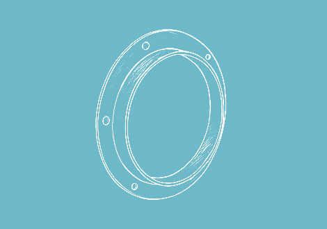 White line drawing of industrial duct angle flange