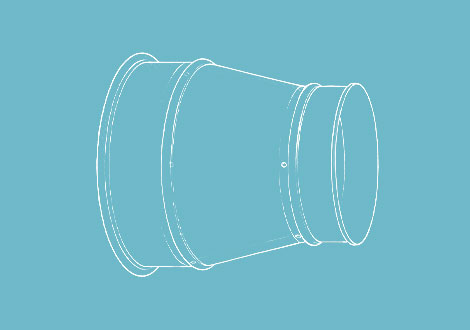 White line drawing of a duct reducer