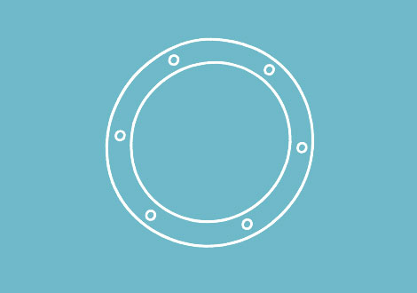 White line drawing of an angle flange gasket