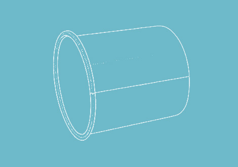 White line drawing of a machine adapter for ductwork