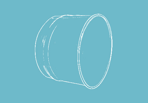 White line drawing of a hose adapter for flex hose