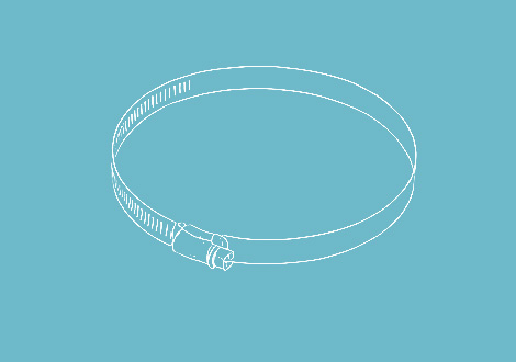 White line drawing of a hose clamp