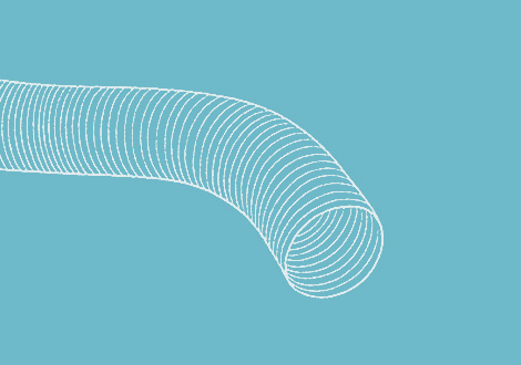 White line drawing of a flex steel hose