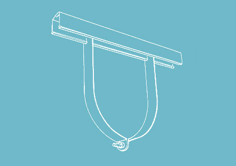 White drawing of a strut hanger for ductwork