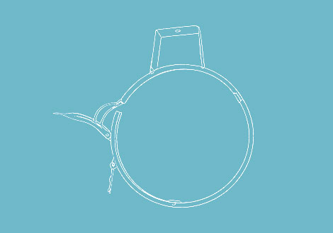 White drawing of a SnapLock clamp hat hanger