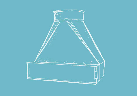 White drawing of a floor sweep