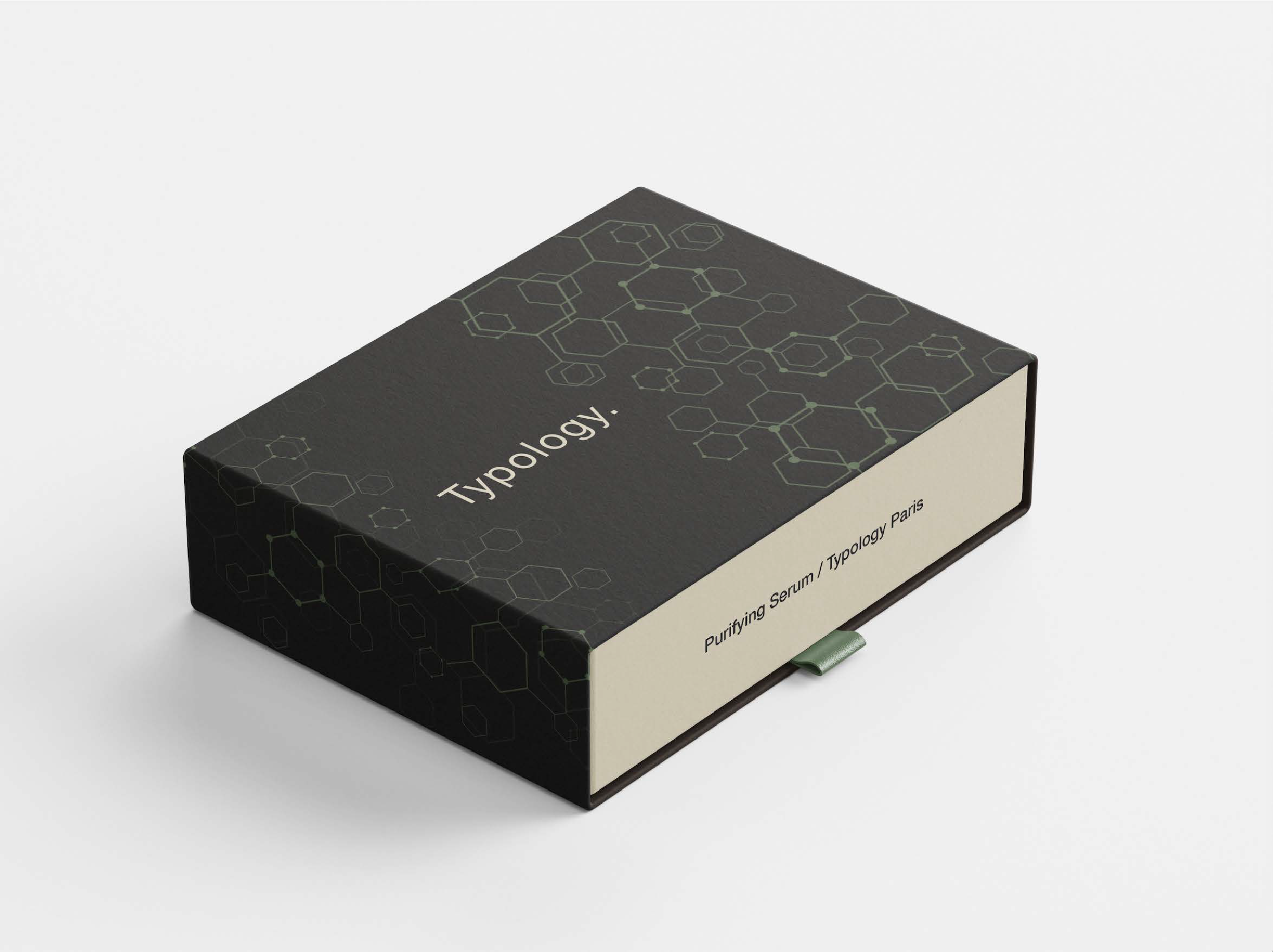 Typology Paris. - Packaging Esterno con pattern di molecole.