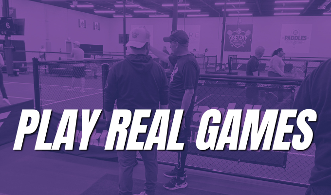 Play real games at Gretzky Pickleball Club