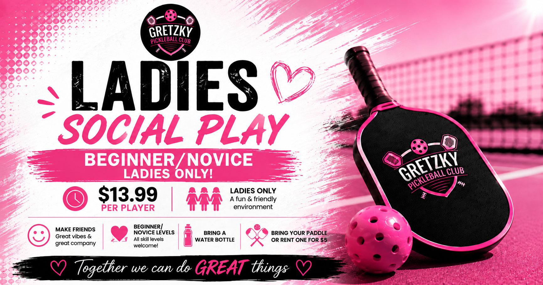 Ladies Social Play: Beginner/Novice at Gretzky Pickleball Club