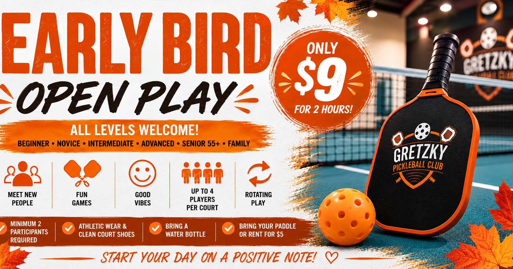 Early Bird Open Play at Gretzky Pickleball Club