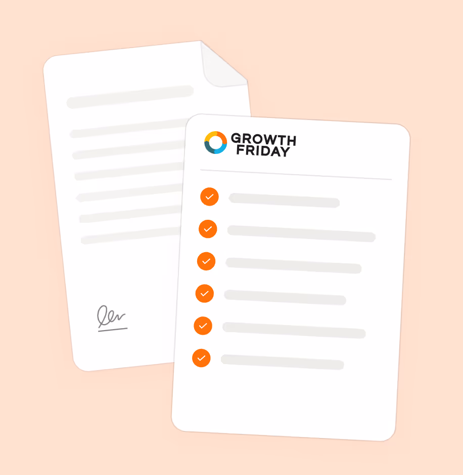 Growth Friday checklist with completed tasks and signature