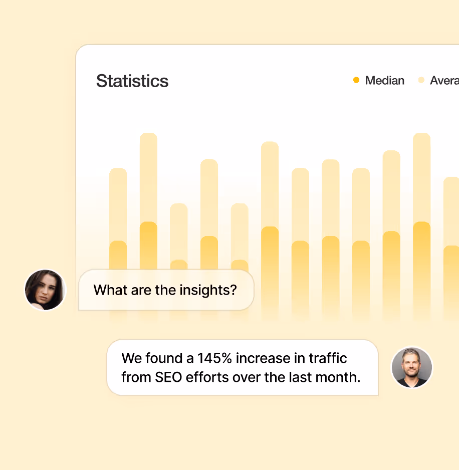 Statistics chart showing 145% traffic increase from SEO efforts
