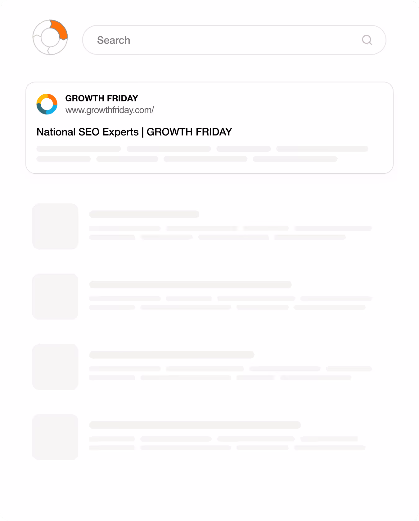 Growth Friday website search page with placeholder content loading