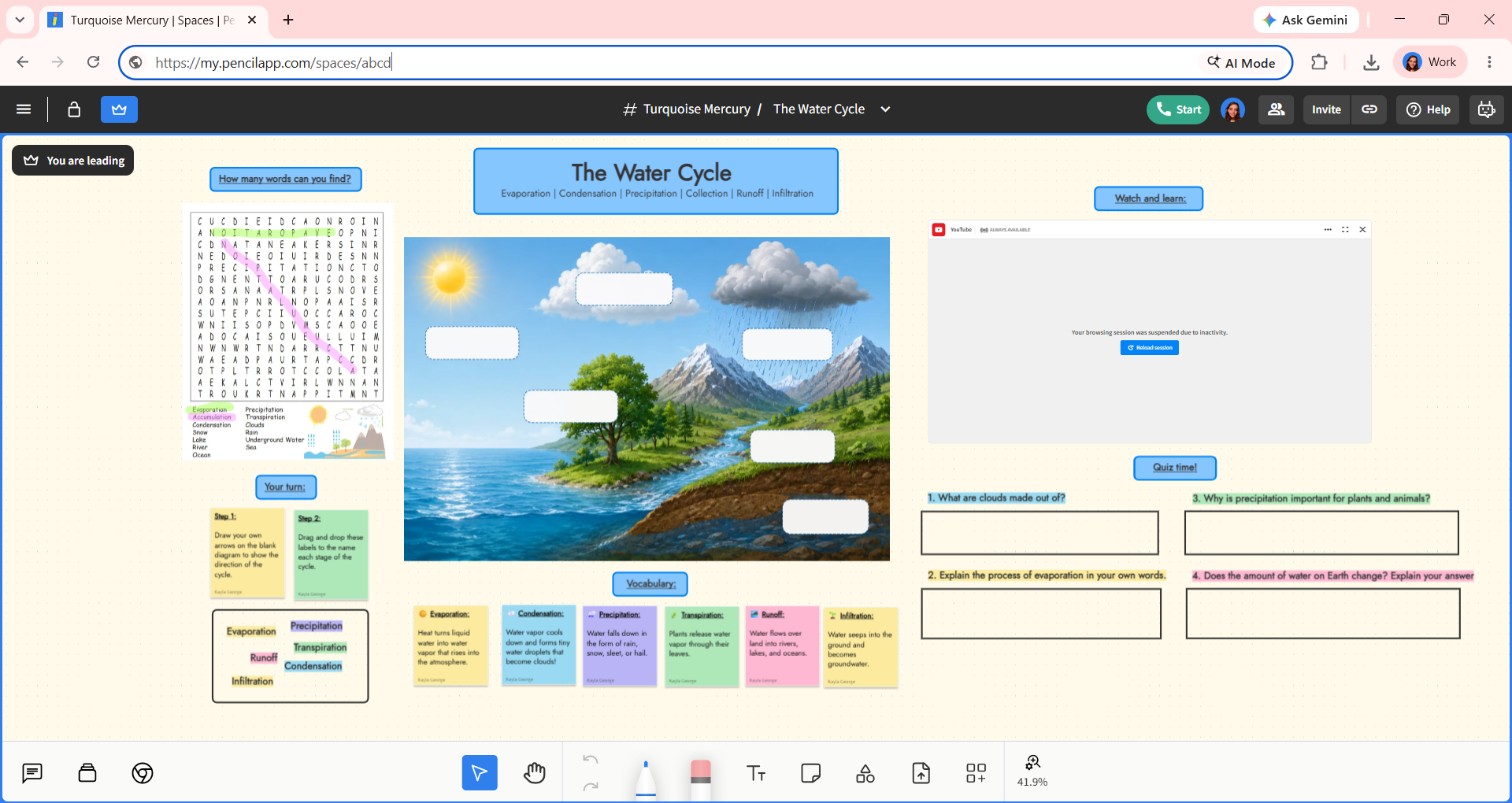 A screenshot of Pencil Spaces’ virtual classroom, with dynamic and educational tools for high-caliber tutoring.