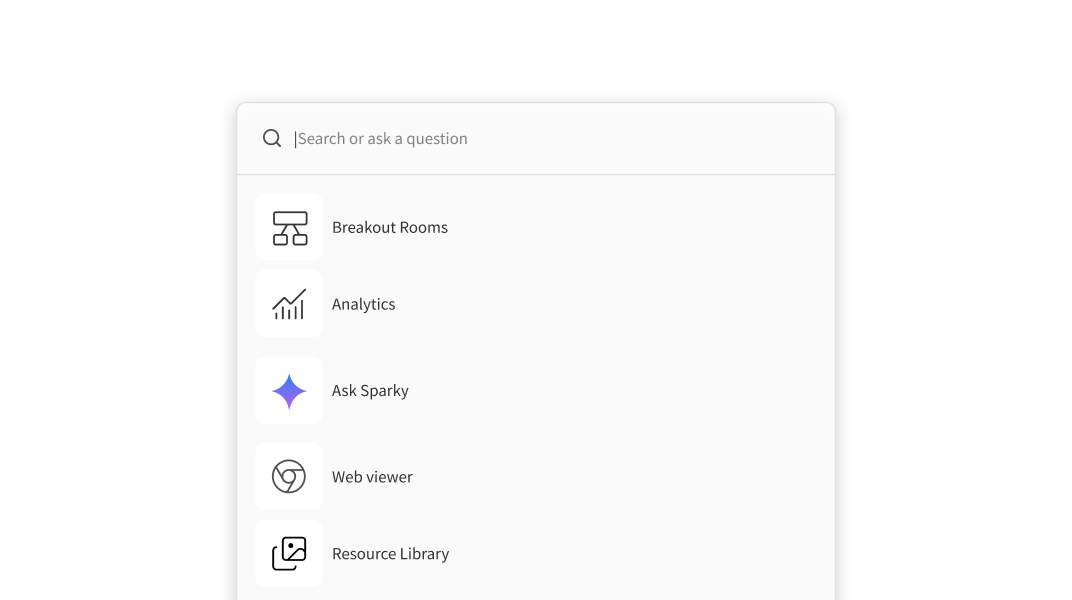 Quick Search bar open in a Pencil Spaces classroom.