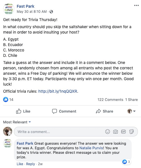 Fast Park Facebook