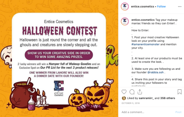 Entice Cosmetics Photo Contest for Halloween Contest Ideas