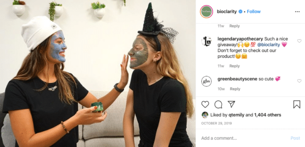 Two Girls with Hat Applying Facial Mask for Halloween Instagram Contests