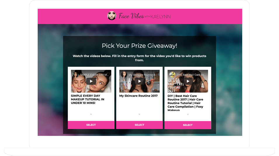 Offer Prize Options from Multiple Videos