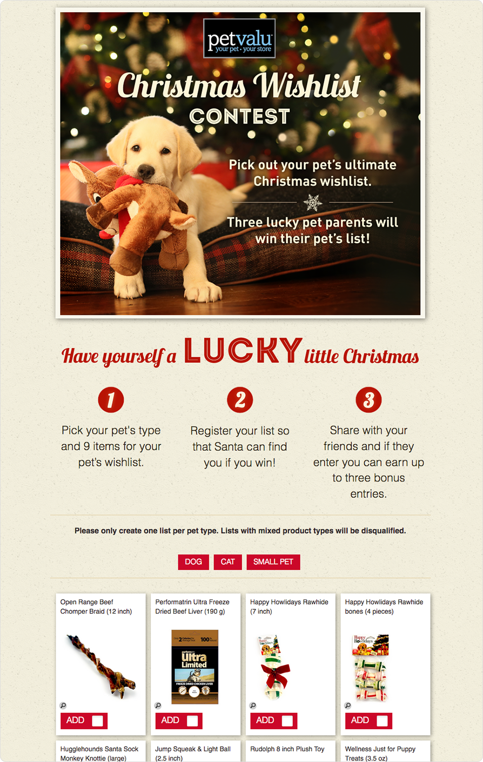 Pet Valu Christmas Wishlist campaign