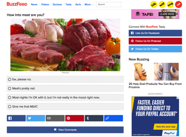 Marketing Quiz Questions - Buzzfeed curiosity